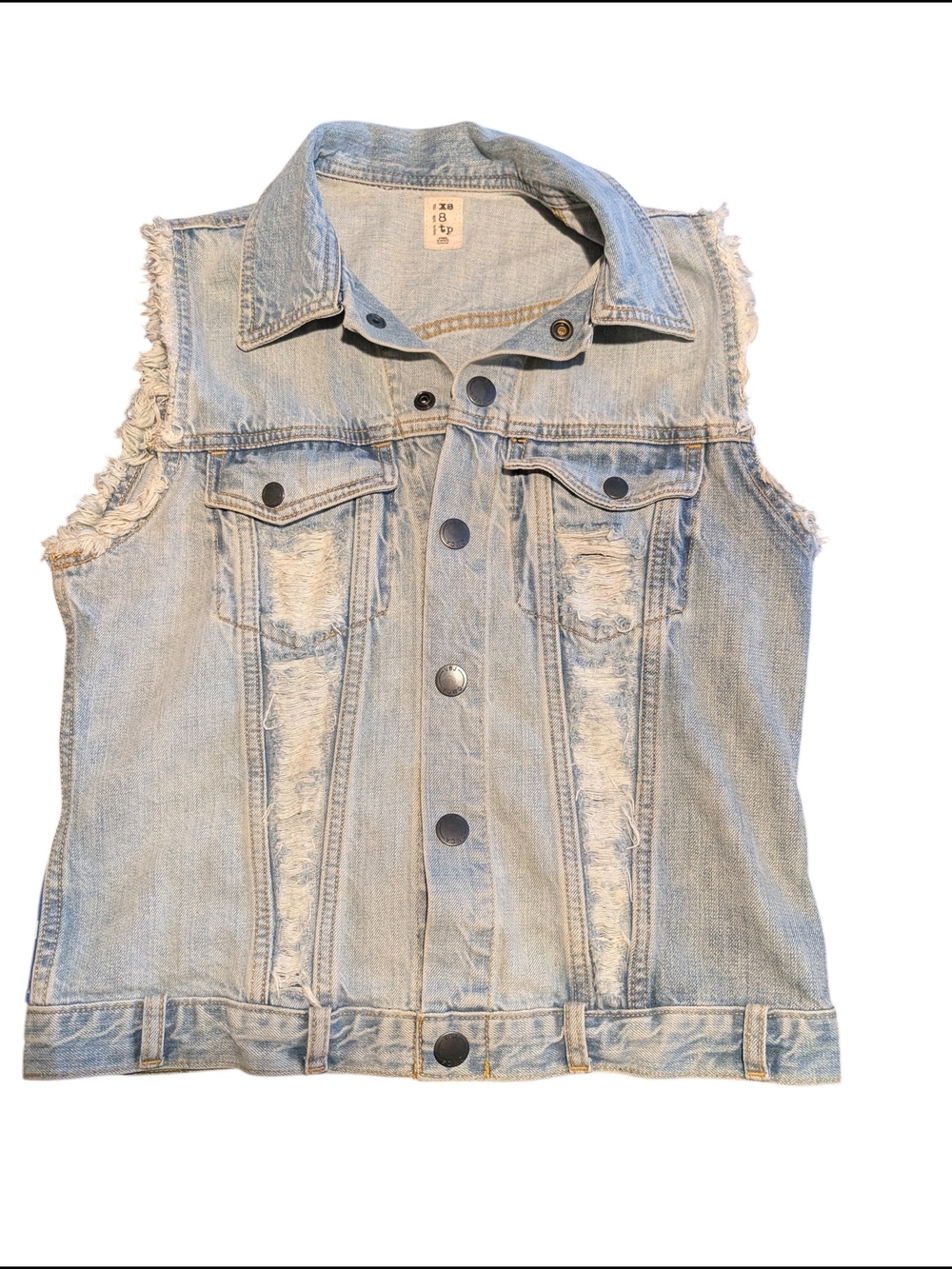 Distressed Light Wash Denim Vest